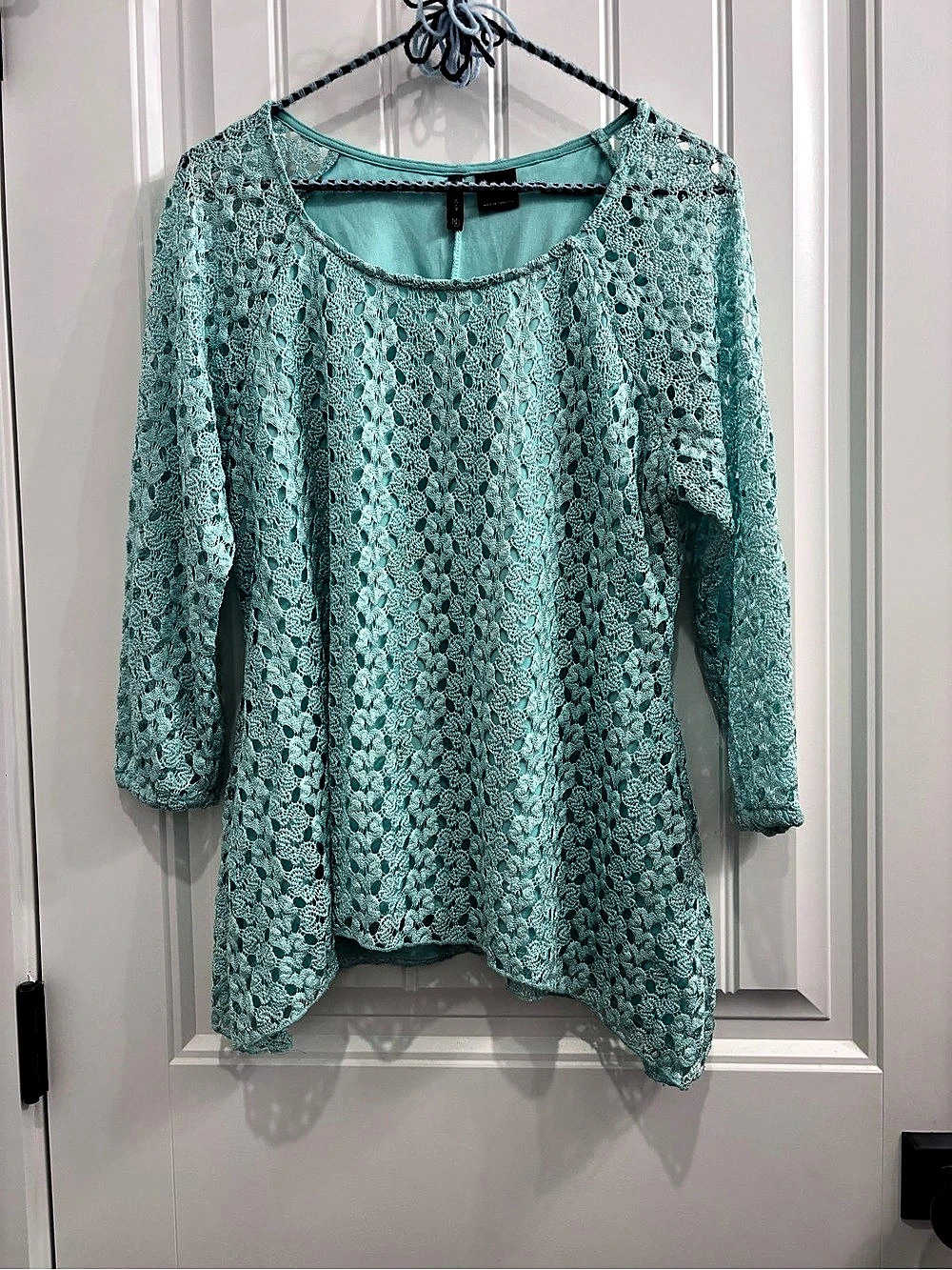 New Directions Lace Tunic in Green Large Like New